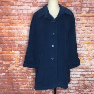Vintage 70s Bromleigh Dark Blue A-line Felted Wool Button Down Pea Coat
